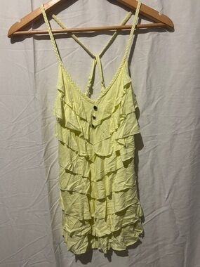 Kismet boutique flowy ruffled tank top in buttery yellow